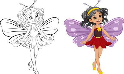 Cute Girl Cartoon Character in Fairy Dress
