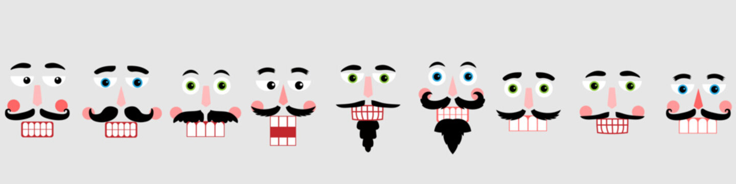Nutcracker face icon vector set. Nutcracker illustration sign collection. Ballet symbol or logo.