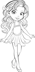 Foto op Plexiglas Cute Girl Cartoon Character in Fancy Party Dress © GraphicsRF