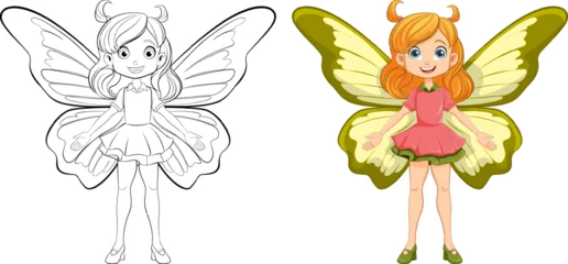 Foto op Plexiglas Cute Girl Cartoon Character in Fantasy Fairy Dress © GraphicsRF