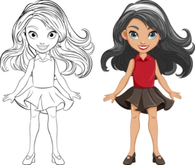 Foto op Plexiglas Beautiful Woman Cartoon Character in Mini Skirt Dress © GraphicsRF