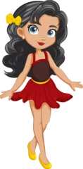 Foto op Plexiglas Adorable Cartoon Girl in a Fancy Mini Skirt Party Outfit © GraphicsRF