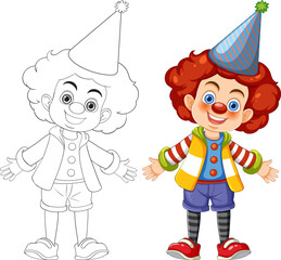 Smiling Circus Clown Boy Cartoon Character