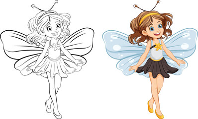 Cute Girl Cartoon Character in Fairy Dress