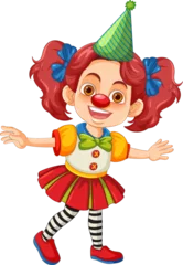 Foto op Plexiglas Colorful Circus Clown Party with Cute Cartoon Girl © GraphicsRF