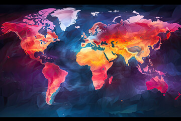 new world map featuring large areas burned by global warming