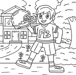 American Football Boy with Helmet Coloring Page 