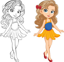 Beautiful Woman Cartoon Character in Fancy Mini Skirt Party Outfit