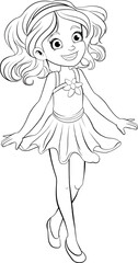 Cute Girl Cartoon Character in Mini Cocktail Dress