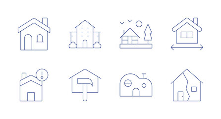 Home icons. Editable stroke. Containing home, wooden house, modern house, nursing home, repair, measured, property.