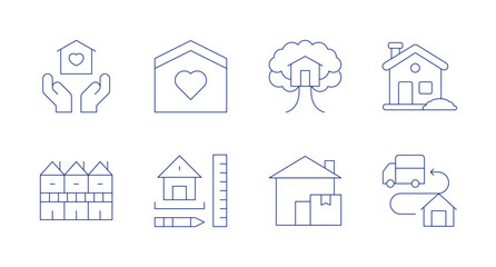 Home icons. Editable stroke. Containing home, multifamily house, tree house, home delivery, house design, house, fulfilment.