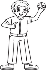 Parent Holding Baseball Isolated Coloring Page