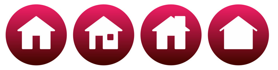 home page icon button on red circle background 