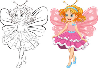 Fantasy Fairy Cartoon Character in Princess Party Outfit