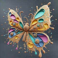 3D graphics Vibrant Butterfly Flower Butterfly Flower illustration