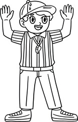 American Football Referee Isolated Coloring Page