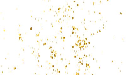 Luxury gold sparkle confetti glitter and zigzag ribbon falling down on transparent background.