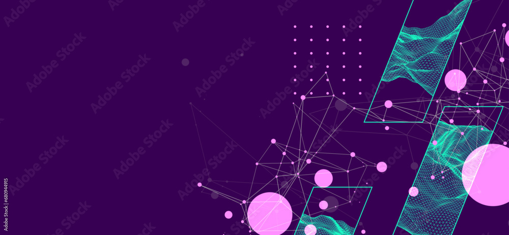 Wall mural modern science or technology elements. trendy abstract background. cyberspace surface illustration. 