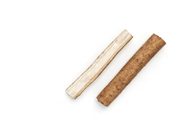 Burdock Root (Gobo) on white background.
