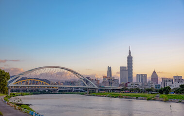 Naklejka premium tourist attractions in the city park of taiwan, Asia business concept image, panoramic modern cityscape building in taiwan.