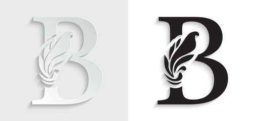 letter B. flower letters. Vintage ornament initial Alphabet. Logo vector	

