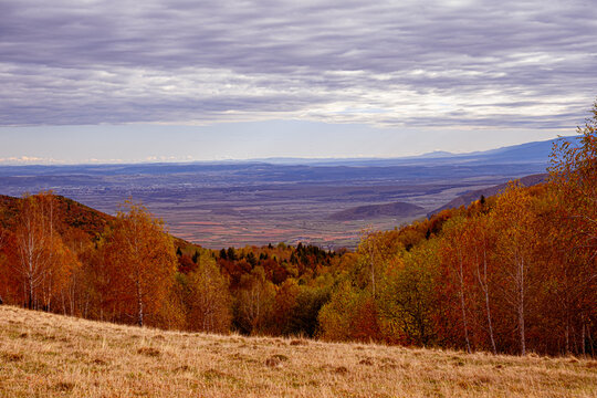 beautiful autumn lendscape in the Romanian mountains, Fantanele village area, Sibiu county, Cindrel mountains, Romania
