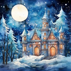 Naklejka premium christmas landscape