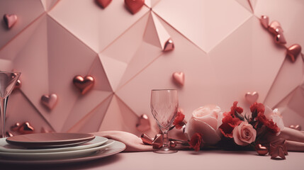 Christmas or valentine's day decoration on the table, minimalist composition for holiday