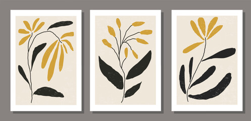 Fototapeta na wymiar Set of contemporary collage botanical minimalist wall art poster