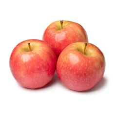 Group of whole fresh Pink Lady apples isolated  on white background close up
