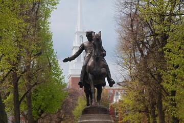 Equestrian statue of Paul Revere at Northend, Boston, Massachusetts, USA