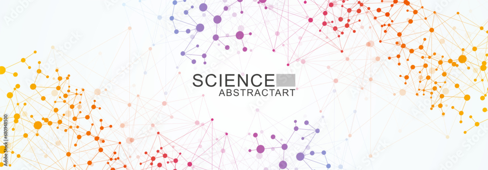 Canvas Prints modern abstract molecules structure for science or medical background. dna helix or atom visualizati