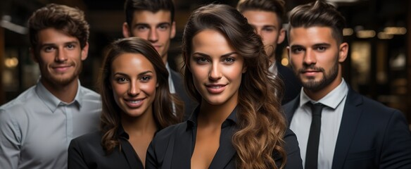 Group of young people in business suits