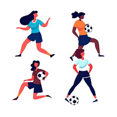 Women football soccer player kicking soccer ball vector tshirt design graffiti AI Generated