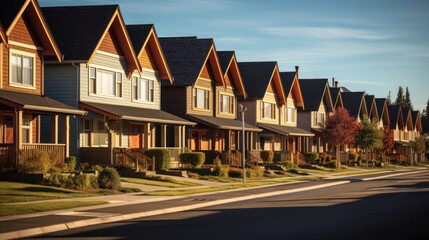 A row of residential houses in the suburbs  - obrazy, fototapety, plakaty
