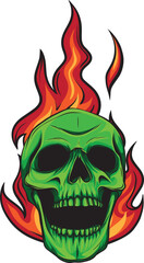vector skull flames illustration design template