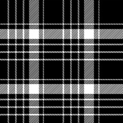 Black white plaid check seamless pattern, eps10 pixel vector graphic, for tablecloth, gift paper, napkin, blanket, scarf, modern fashion textile print. - obrazy, fototapety, plakaty