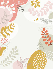 Design banner frame flower Spring background with beautiful. flower background for design. Colorful background with tropical plants.