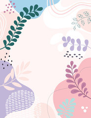 Design banner frame flower Spring background with beautiful. flower background for design. Colorful background with tropical plants.