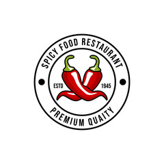 Chili pepper logo template. Spicy vegetables vector design. Food illustration on white background