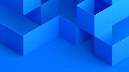 Fototapeta premium Abstract 3d render, blue geometric background, minimalist design