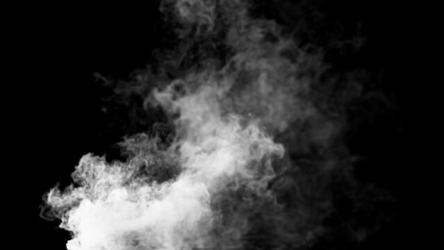 White smoke coming forward drifting to the ground. Video in loop. Can be used as a special effect for your projects, video texture or background for designs, scenes, etc.
