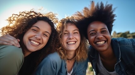 Fototapeta premium Happy life style friendship concept on young multicultural people having fun day 