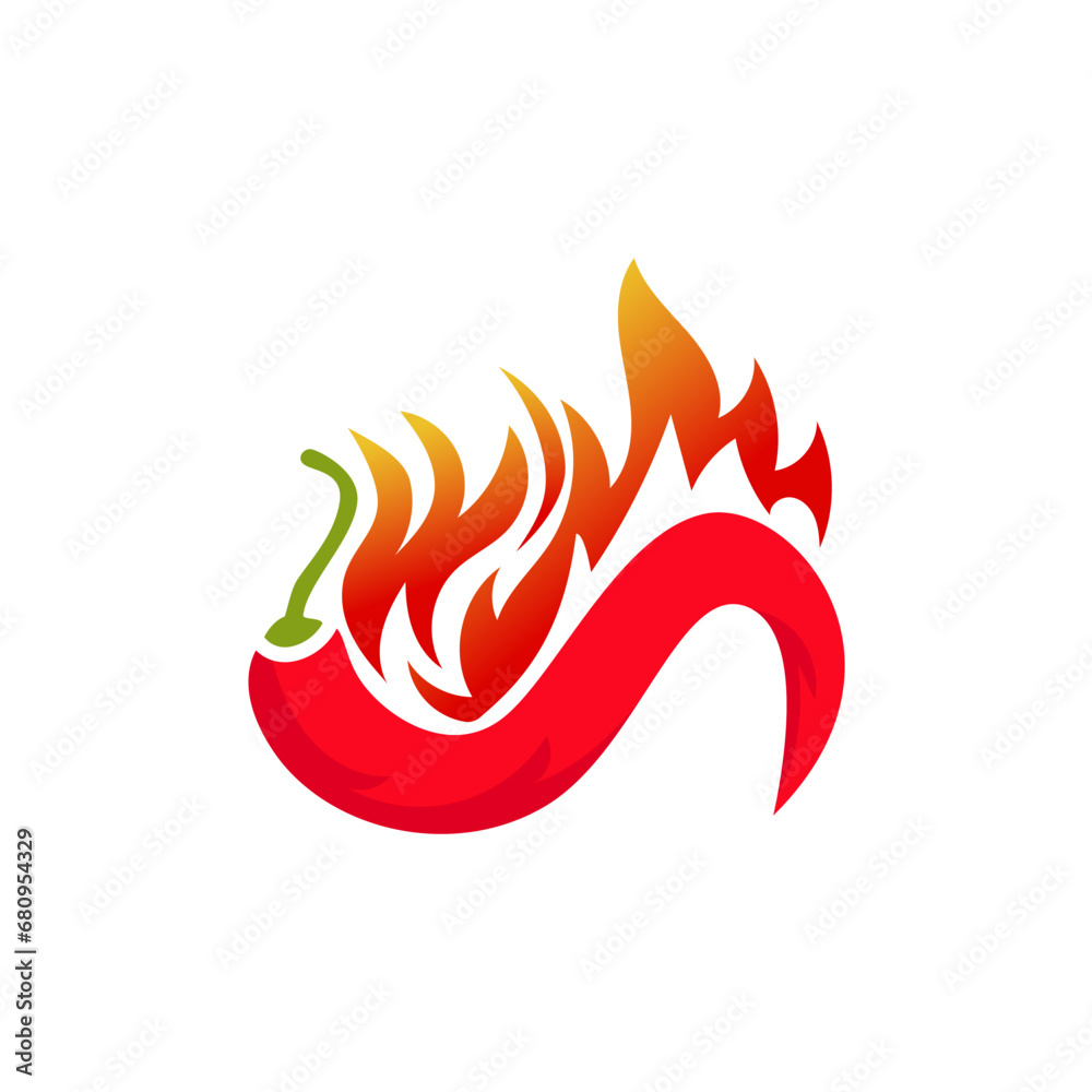 Sticker Red Hot Chili logo designs concept vector, Spicy Pepper logo designs template on white background