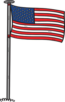 Patriotic American Flag Cartoon Colored Clipart 