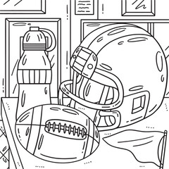 American Football and Helmet Coloring Page