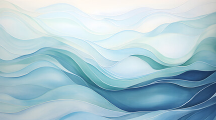 Fototapeta premium Oli painted wavy ocean pattern abstract background. wallpaper, banner, cover, poster design, wall art, Generative AI