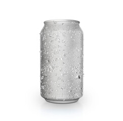 Cans with water droplets and ice. transparent background
