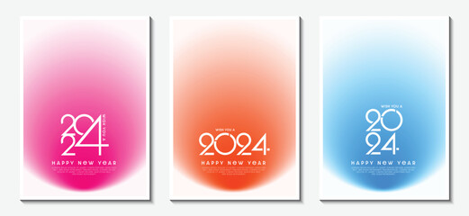 Cover design concept of Happy New Year 2024 graphic. Collection of modern colored geometric backgrounds with copy space. top view scene. Vector Illustrator EPS