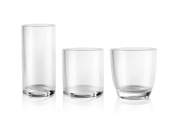 Empty water glass on white background. transparent background